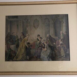Vintage print Otto Wilhelm Eduard Erdmann lavish Victorian Interior Scene framed